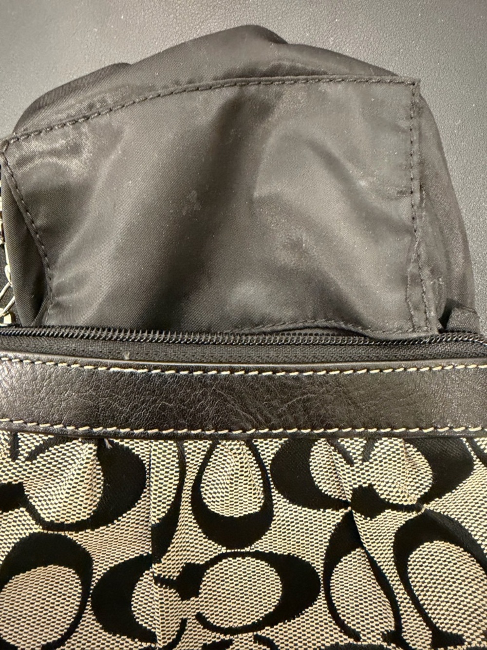 Coach Signature Canvas Wristlet Black Ivory Monogram Y2K - Picture 8 of 10